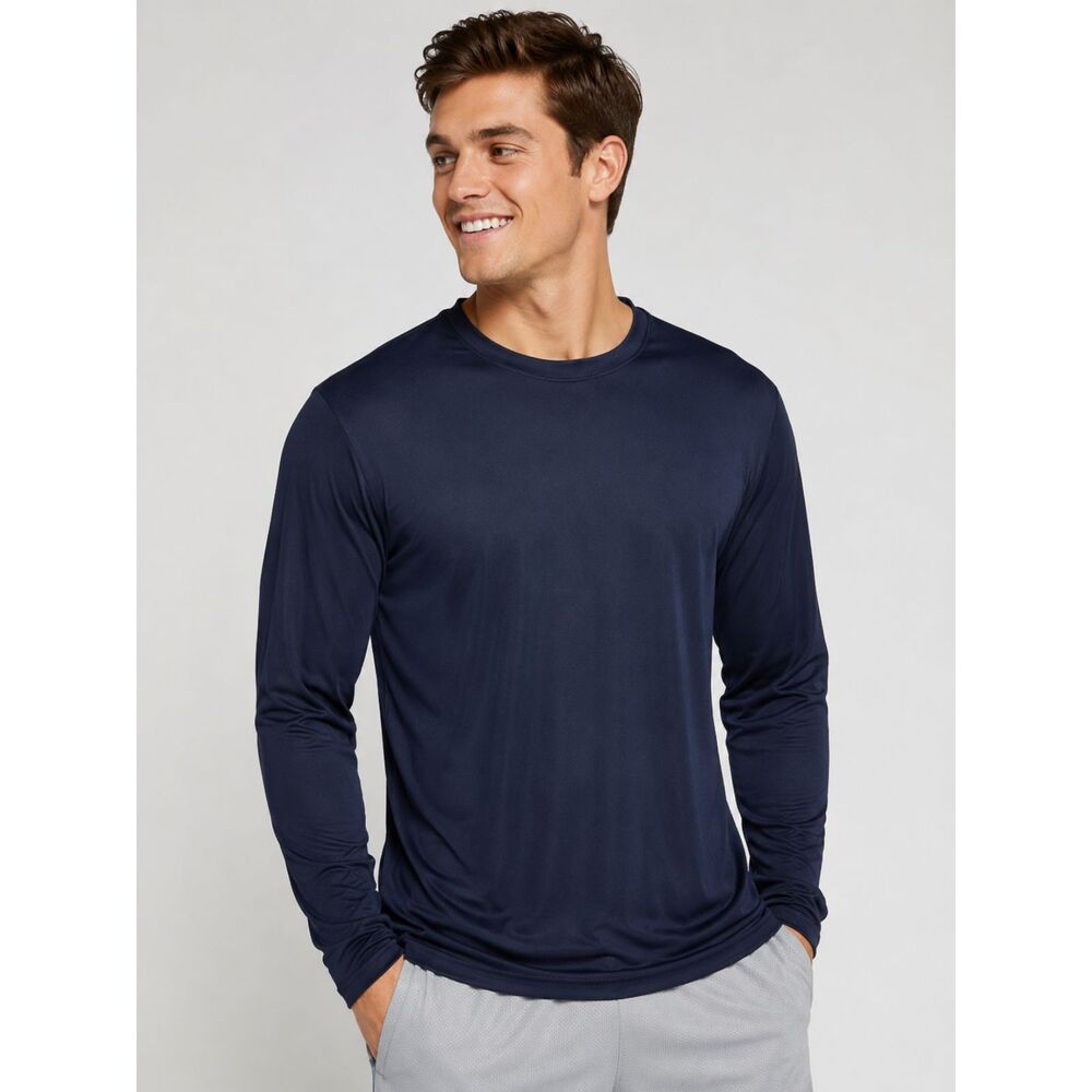 Core 365 Men's Long Sleeve Performance Shirt Navy Size LG Moisture Wicking